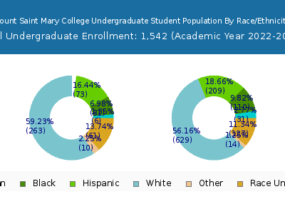 Mount Saint Mary College 2023 Undergraduate Enrollment by Gender and Race chart