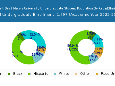 Mount Saint Mary's University 2023 Undergraduate Enrollment by Gender and Race chart