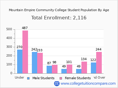 Mountain Empire Community College 2025 Student Population by Age chart