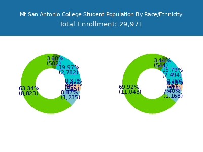 Mt San Antonio College 2025 Student Population by Gender and Race chart