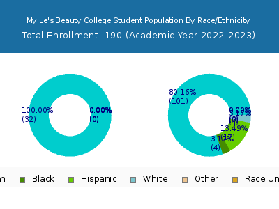 My Le's Beauty College 2023 Student Population by Gender and Race chart