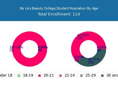 My Le's Beauty College 2024 Student Population Age Diversity Pie chart