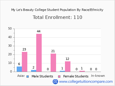 My Le's Beauty College 2025 Student Population by Gender and Race chart