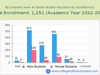 MyComputerCareer at Raleigh 2023 Student Population by Gender and Race chart