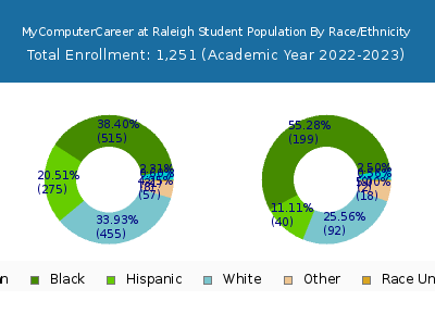 MyComputerCareer at Raleigh 2023 Student Population by Gender and Race chart