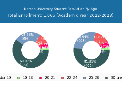 Naropa University 2023 Student Population Age Diversity Pie chart