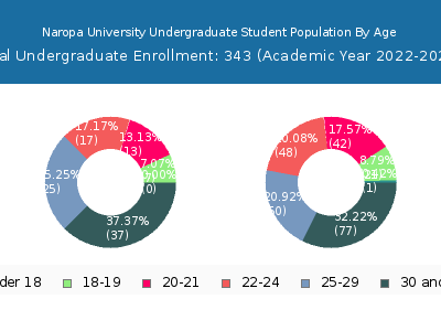 Naropa University 2023 Undergraduate Enrollment Age Diversity Pie chart