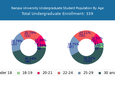 Naropa University 2025 Undergraduate Enrollment Age Diversity Pie chart