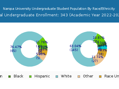 Naropa University 2023 Undergraduate Enrollment by Gender and Race chart