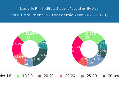 Nashville Film Institute 2023 Student Population Age Diversity Pie chart