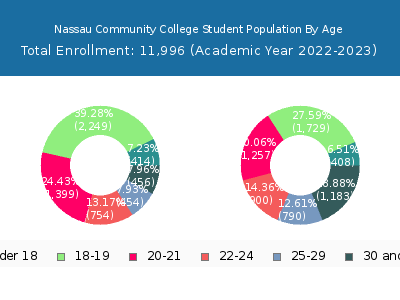 Nassau Community College 2023 Student Population Age Diversity Pie chart