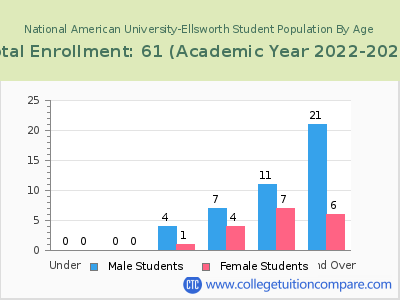 National American University-Ellsworth 2023 Student Population by Age chart