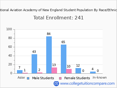 National Aviation Academy of New England 2025 Student Population by Gender and Race chart