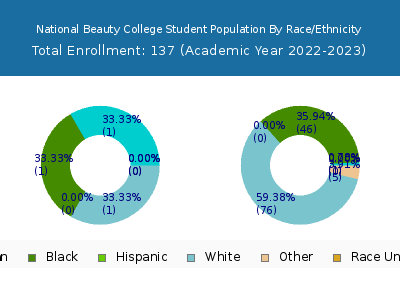 National Beauty College 2023 Student Population by Gender and Race chart