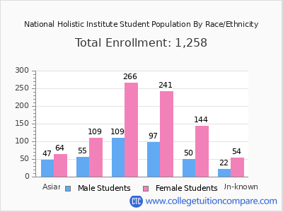 National Holistic Institute 2025 Student Population by Gender and Race chart