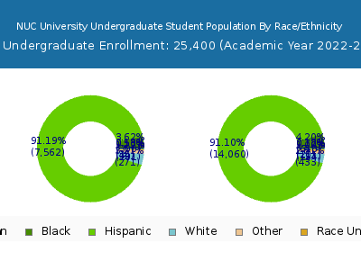 NUC University 2023 Undergraduate Enrollment by Gender and Race chart
