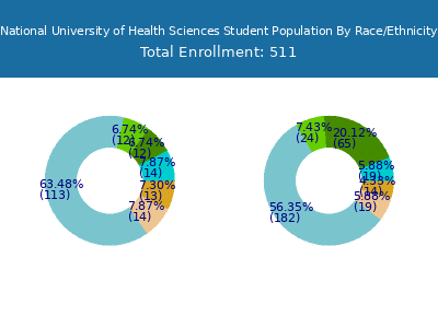 National University of Health Sciences 2025 Student Population by Gender and Race chart