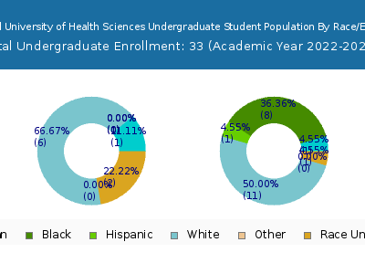 National University of Health Sciences 2023 Undergraduate Enrollment by Gender and Race chart