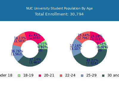 NUC University 2024 Student Population Age Diversity Pie chart