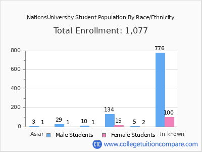 NationsUniversity 2025 Student Population by Gender and Race chart