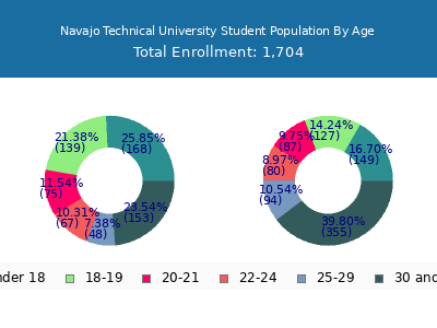 Navajo Technical University 2024 Student Population Age Diversity Pie chart