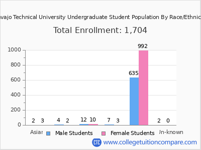 Navajo Technical University 2025 Undergraduate Enrollment by Gender and Race chart