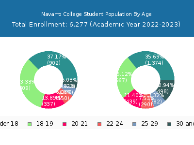 Navarro College 2023 Student Population Age Diversity Pie chart