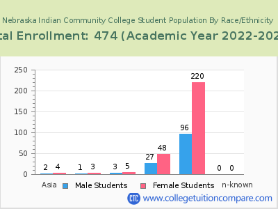 Nebraska Indian Community College 2023 Student Population by Gender and Race chart