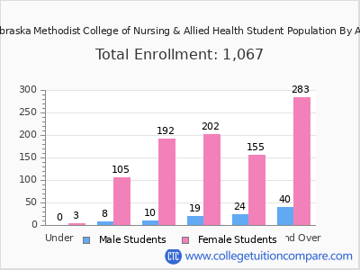 Nebraska Methodist College of Nursing & Allied Health 2025 Student Population by Age chart