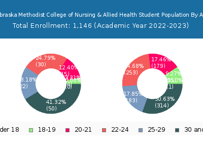 Nebraska Methodist College of Nursing & Allied Health 2023 Student Population Age Diversity Pie chart