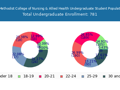 Nebraska Methodist College of Nursing & Allied Health 2025 Undergraduate Enrollment Age Diversity Pie chart