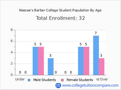 Neecee's Barber College 2024 Student Population by Age chart