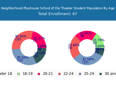 Neighborhood Playhouse School of the Theater 2024 Student Population Age Diversity Pie chart