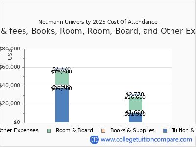 Neumann University 2025 COA (cost of attendance) chart