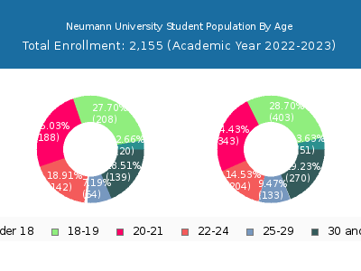 Neumann University 2023 Student Population Age Diversity Pie chart