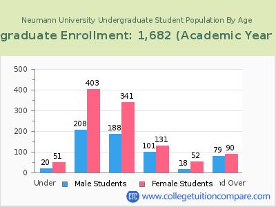 Neumann University 2023 Undergraduate Enrollment by Age chart