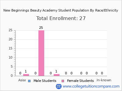 New Beginnings Beauty Academy 2025 Student Population by Gender and Race chart