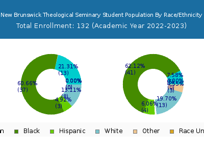 New Brunswick Theological Seminary 2023 Student Population by Gender and Race chart