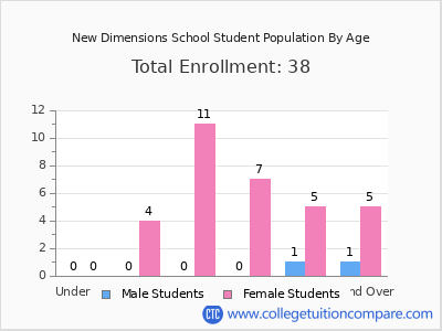 New Dimensions School 2024 Student Population by Age chart