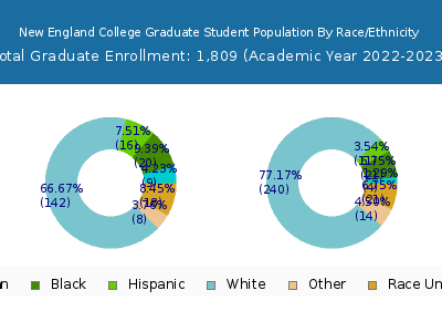 New England College 2023 Graduate Enrollment by Gender and Race chart