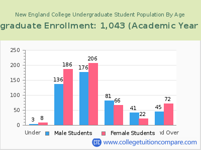 New England College 2023 Undergraduate Enrollment by Age chart