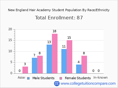 New England Hair Academy 2025 Student Population by Gender and Race chart