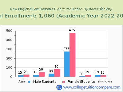 New England Law-Boston 2023 Student Population by Gender and Race chart