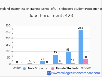 New England Tractor Trailer Training School of CT-Bridgeport 2024 Student Population by Age chart