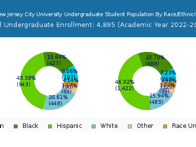 New Jersey City University 2023 Undergraduate Enrollment by Gender and Race chart