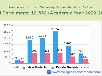 New Jersey Institute of Technology 2023 Student Population by Age chart