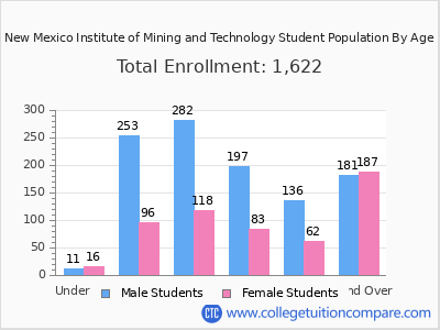 New Mexico Institute of Mining and Technology 2025 Student Population by Age chart