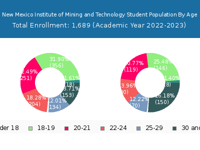 New Mexico Institute of Mining and Technology 2023 Student Population Age Diversity Pie chart