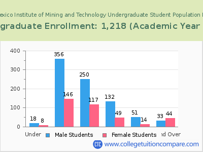 New Mexico Institute of Mining and Technology 2023 Undergraduate Enrollment by Age chart