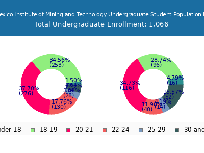 New Mexico Institute of Mining and Technology 2025 Undergraduate Enrollment Age Diversity Pie chart